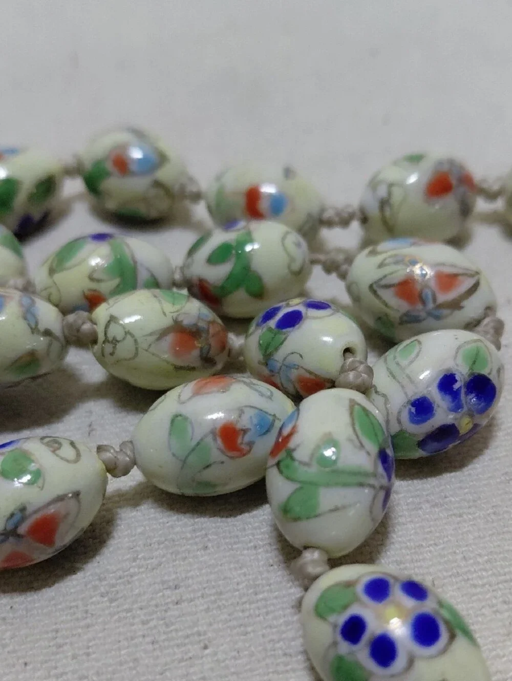 Vintage Hand-Painted Chinese Cloisonne Republican Era Necklace